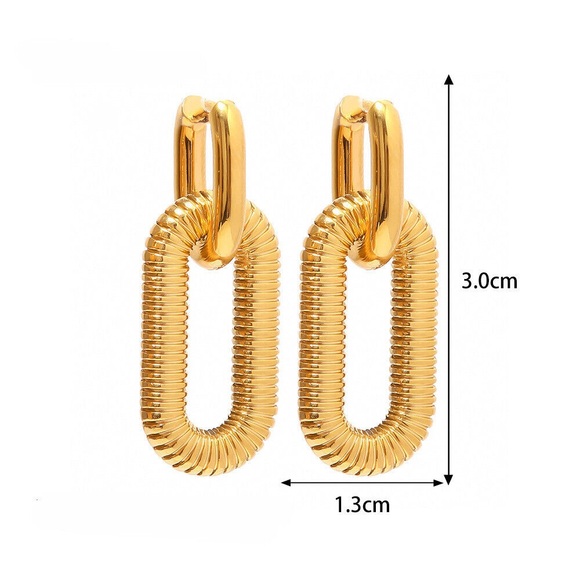 NEW💎18K Gold Link Loop Huggie Earrings*Hoop Earrings*Two Earrings In One - Picture 10 of 10